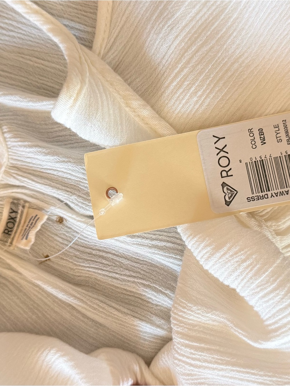 Roxy Off-Shoulder Textured dress or swimsuit cover in off white